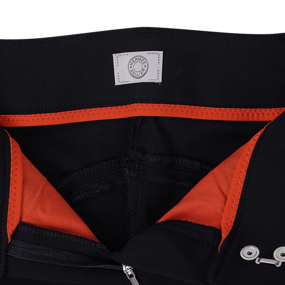 Hermes Swing Dressage Breeches Pant Black with ankle Orange Trim 38 - Picture 9 of 10